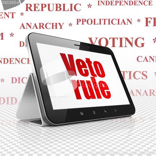 Image of Political concept: Tablet Computer with Veto Rule on display