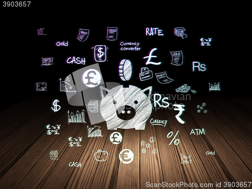 Image of Banking concept: Money Box With Coin in grunge dark room