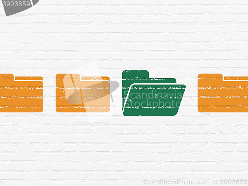 Image of Business concept: folder icon on wall background