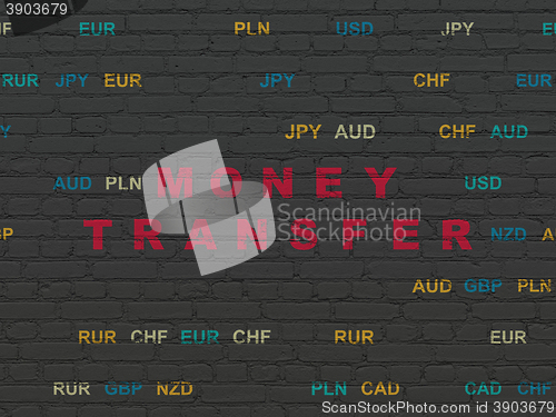 Image of Currency concept: Money Transfer on wall background