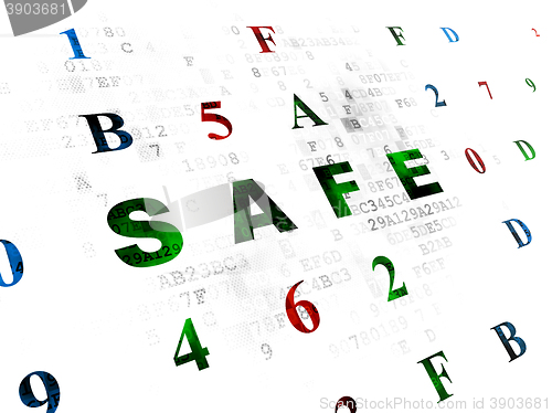 Image of Privacy concept: Safe on Digital background