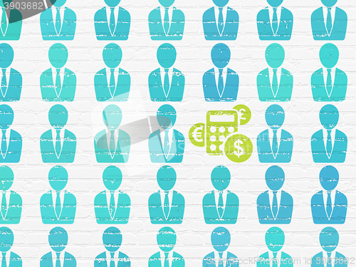 Image of Business concept: calculator icon on wall background