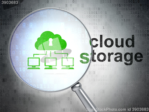 Image of Protection concept: Cloud Network and Cloud Storage with optical glass