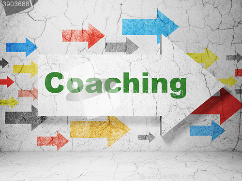 Image of Studying concept: arrow with Coaching on grunge wall background