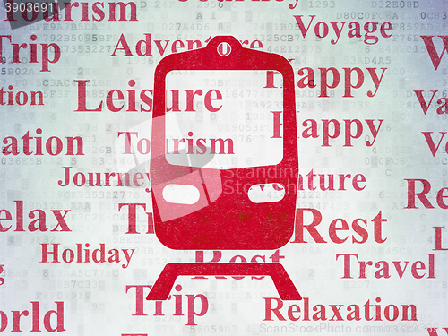 Image of Travel concept: Train on Digital Data Paper background