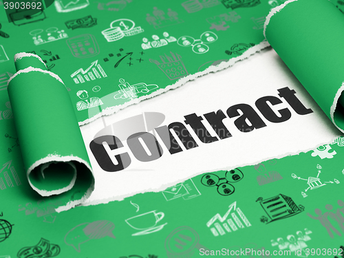 Image of Business concept: black text Contract under the piece of  torn paper