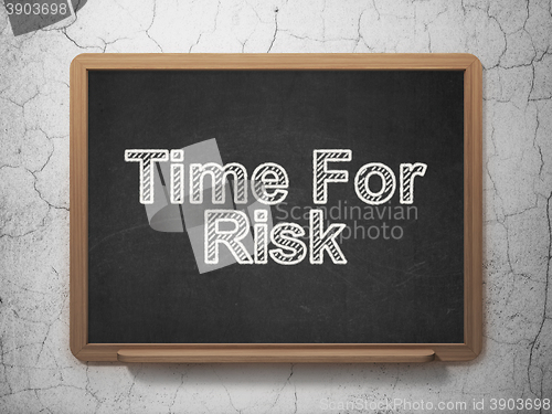 Image of Timeline concept: Time For Risk on chalkboard background