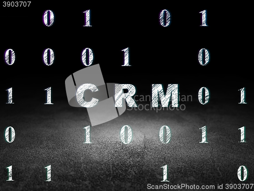 Image of Finance concept: CRM in grunge dark room