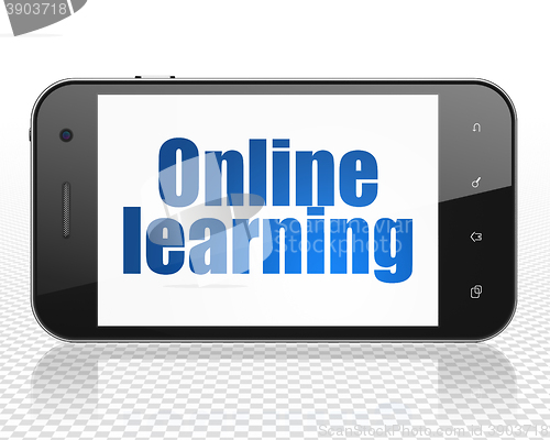 Image of Studying concept: Smartphone with Online Learning on display
