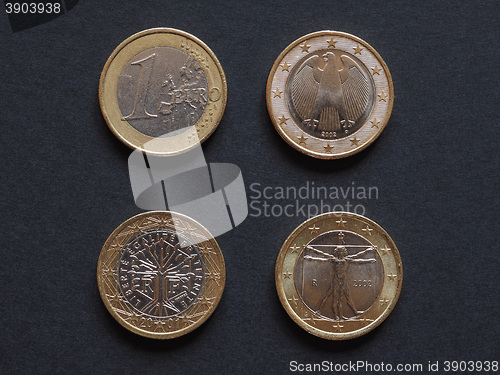 Image of Euro coins of many countries
