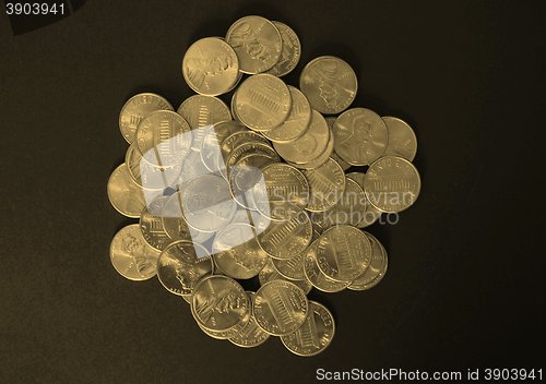 Image of Dollar coins 1 cent wheat penny cent - vintage