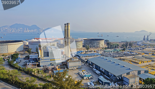 Image of petrochemical industry on sunset