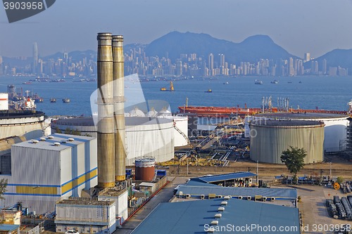 Image of petrochemical industry on sunset