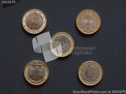 Image of Euro coins of many countries