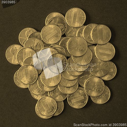 Image of Dollar coins 1 cent wheat penny cent - vintage