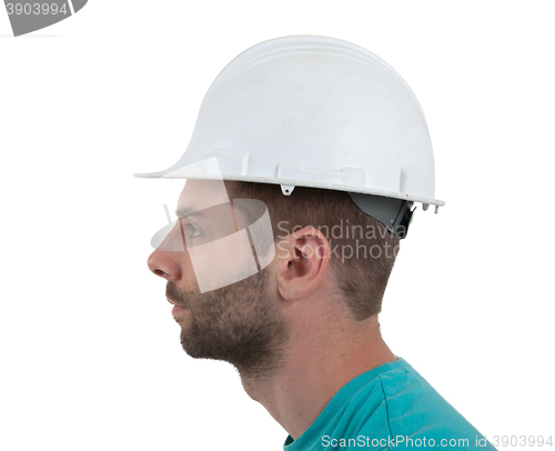 Image of Engineer with hardhat on white background