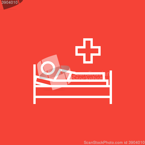 Image of Patient lying on bed line icon.