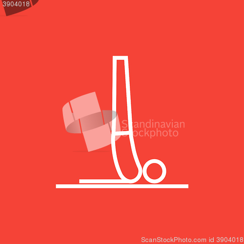 Image of Man practicing yoga line icon.