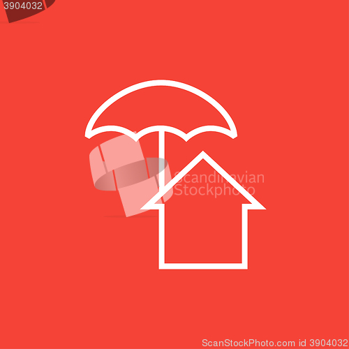 Image of House under umbrella line icon.