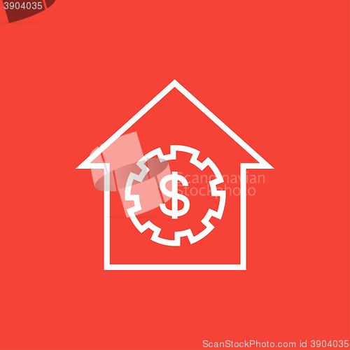 Image of House with dollar symbol line icon.