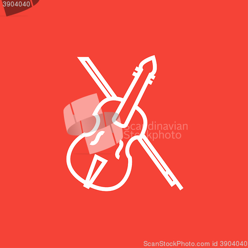 Image of Violin with bow line icon.