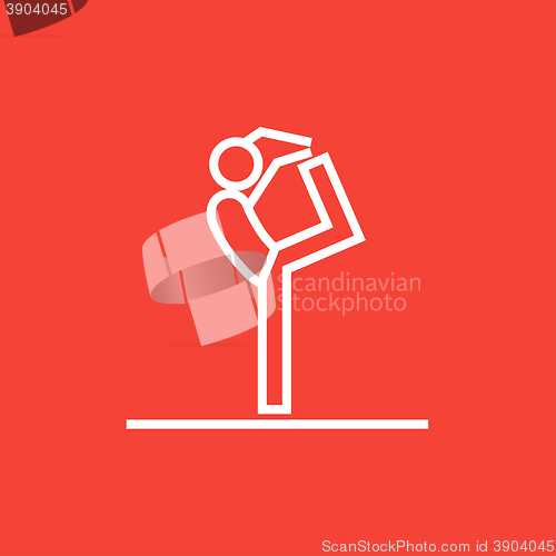 Image of Man practicing yoga line icon.
