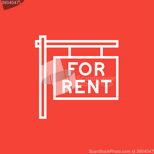 Image of For rent placard line icon.