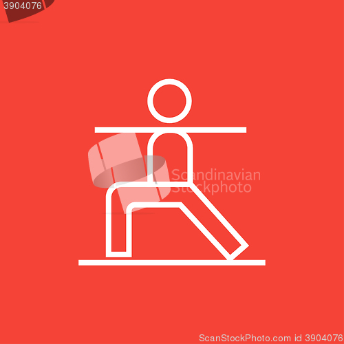 Image of Man practicing yoga line icon.