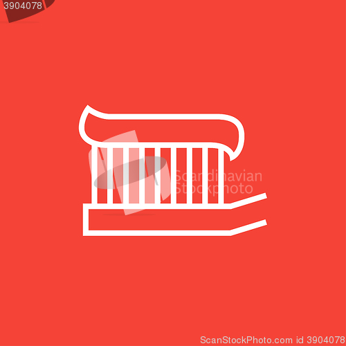 Image of Toothbrush with toothpaste line icon.