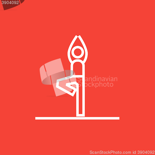 Image of Man practicing yoga line icon.