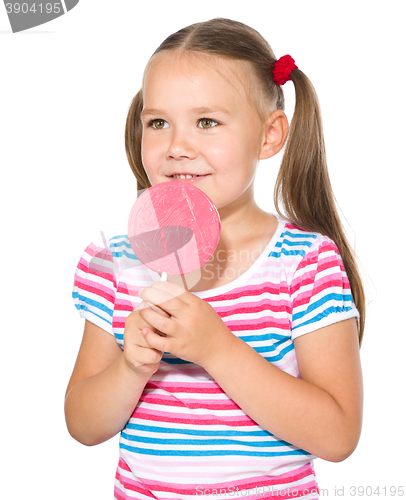 Image of Little girl with lollipop