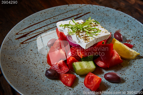 Image of Fresh Greek salad in a bowl,