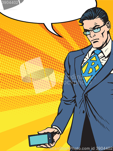 Image of Businessman with smartphone gadget