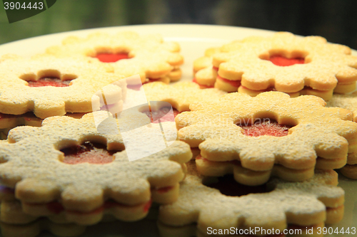 Image of cookies with strawberry jam 