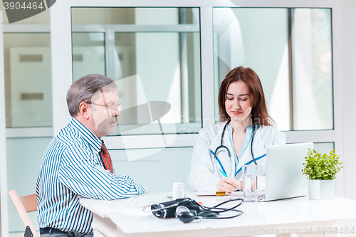 Image of The patient and his doctor in medical office