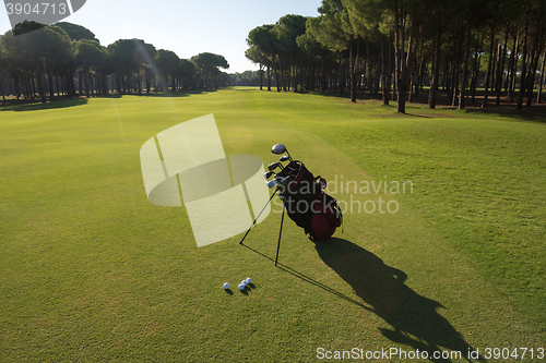 Image of golf bag on course