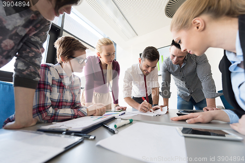 Image of startup business team on meeting at modern office