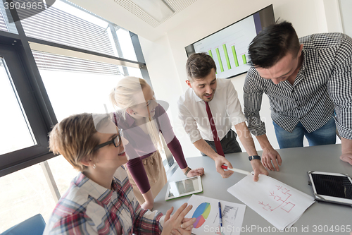 Image of startup business team on meeting at modern office