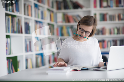 Image of student study in library