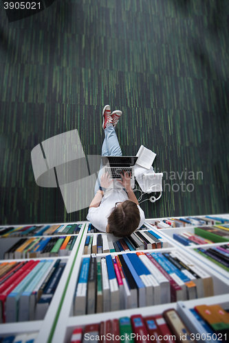 Image of female student study in library