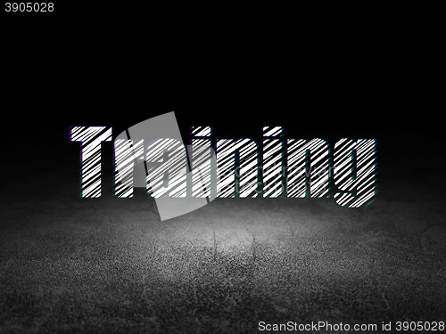 Image of Studying concept: Training in grunge dark room