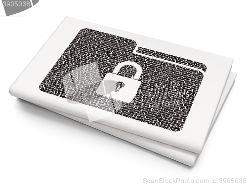 Image of Business concept: Folder With Lock on Blank Newspaper background