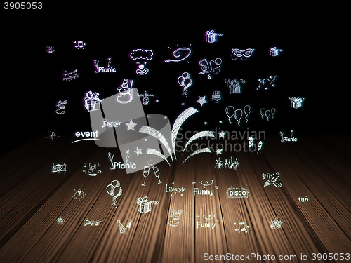 Image of Holiday concept: Fireworks in grunge dark room