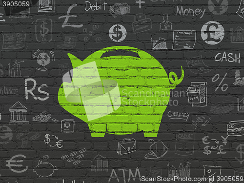 Image of Banking concept: Money Box on wall background