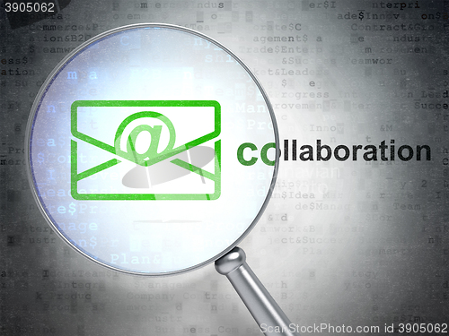 Image of Finance concept: Email and Collaboration with optical glass