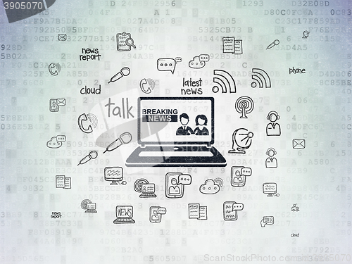 Image of News concept: Breaking News On Laptop on Digital Data Paper background