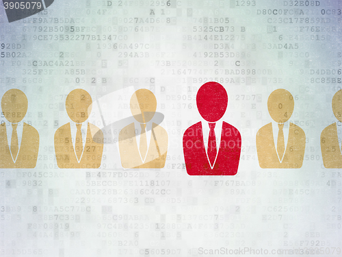 Image of Business concept: business man icon on Digital Data Paper background
