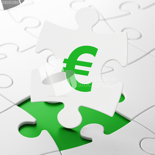 Image of Banking concept: Euro on puzzle background