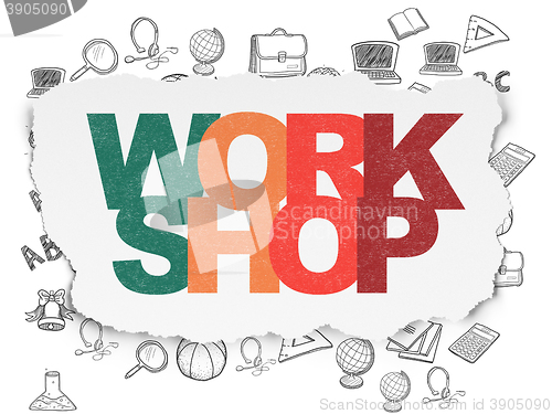 Image of Studying concept: Workshop on Torn Paper background