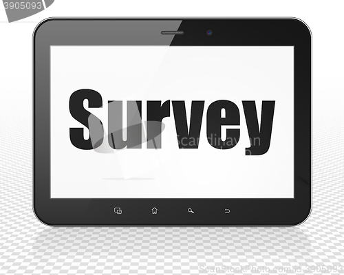 Image of Science concept: Tablet Pc Computer with Survey on display
